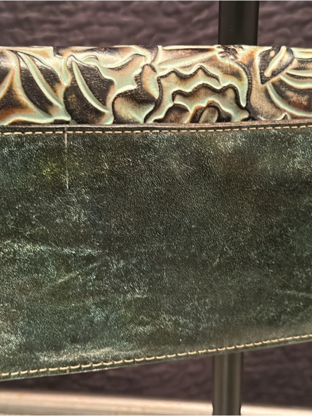 Patricia Nash Teal and Brown Hand-Tooled Floral Leather Crossbody
RETIERED - Picture 2 of 10